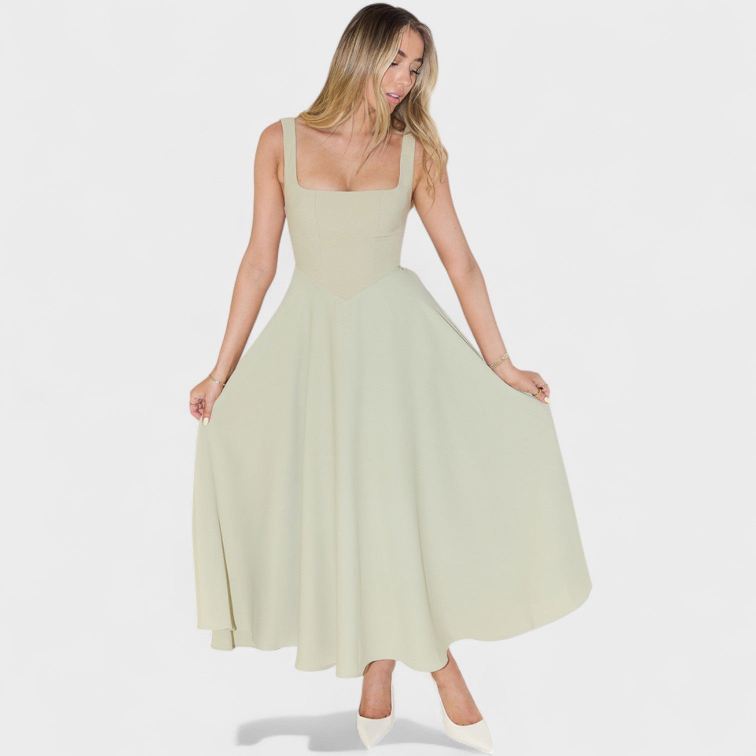 Maribel™ | Vestido Midi con escote cuadrado