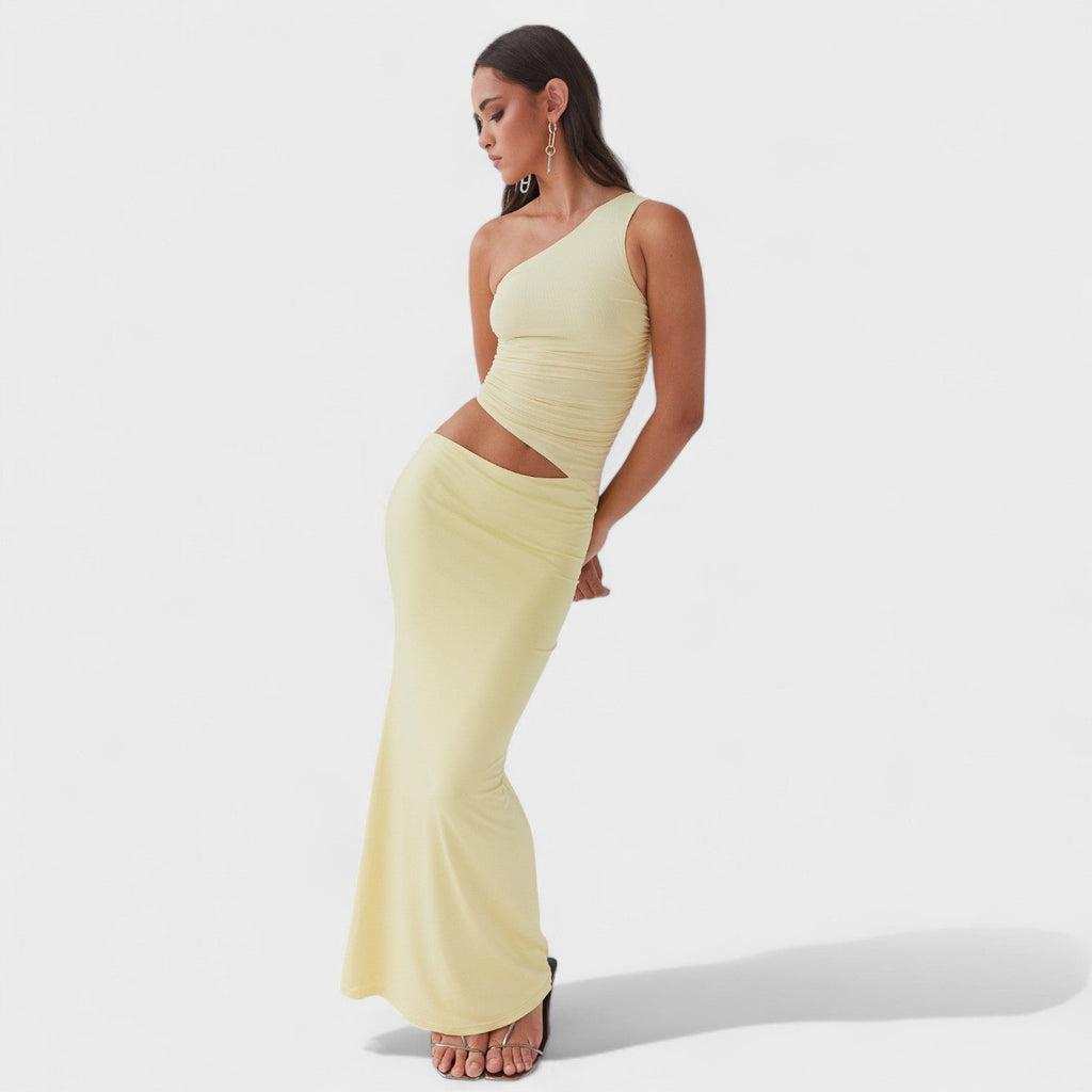 Seranella™ | Vestido maxi asimétrico con corte