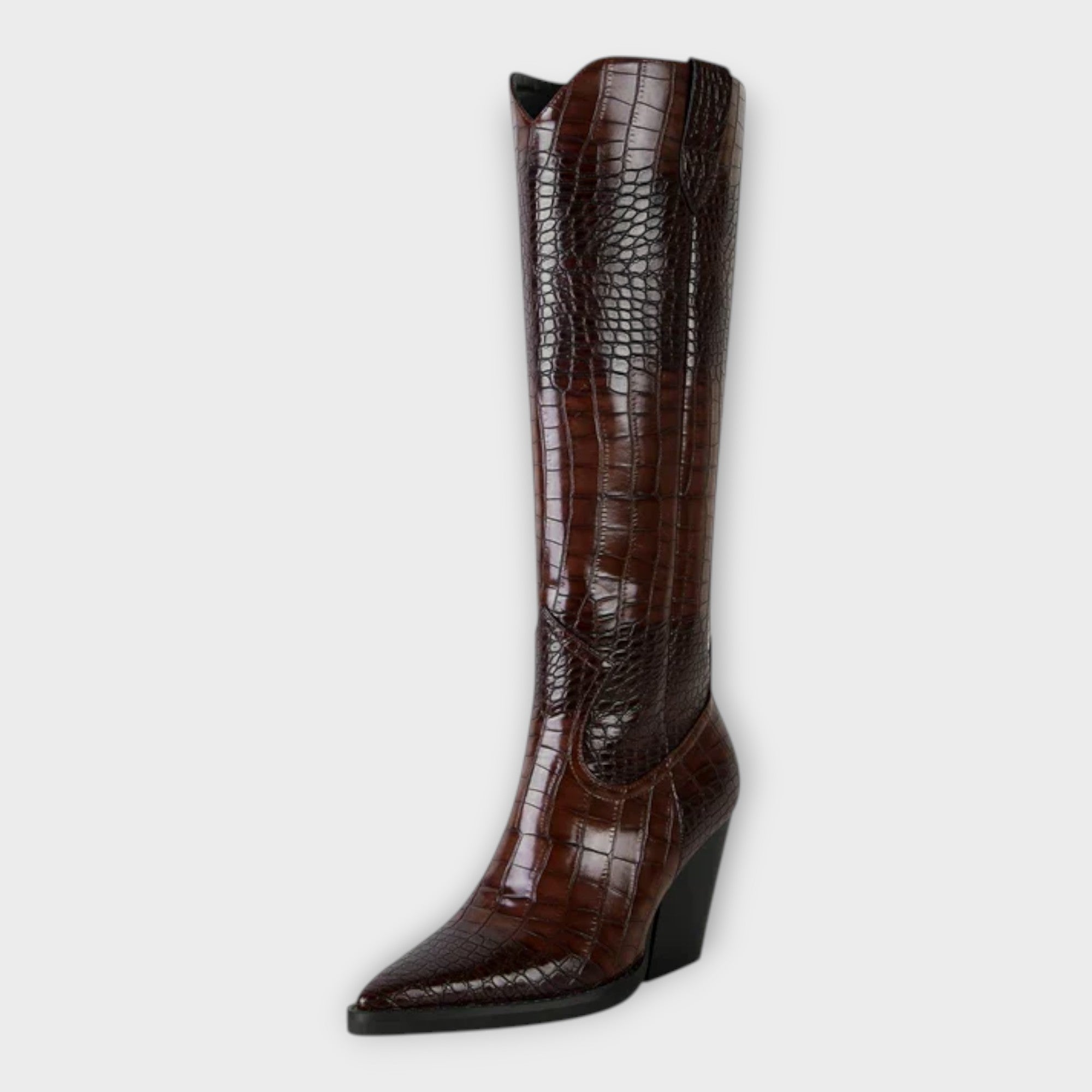 Botas con Diseño Croco y Tacón Elegante