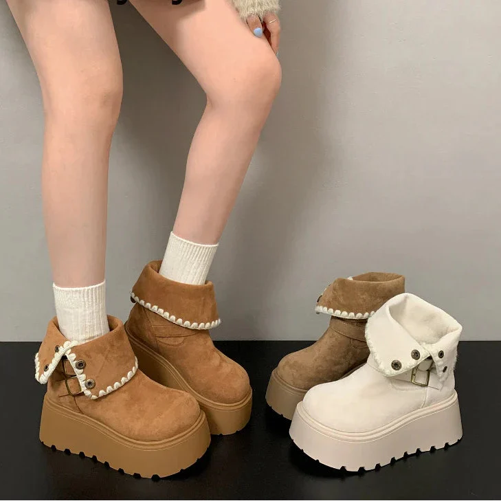 Irene™ | Botas con plataforma con hebilla elegante y forro cálido de peluche