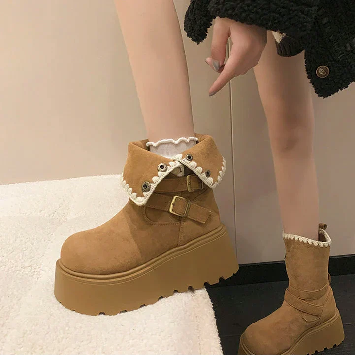 Irene™ | Botas con plataforma con hebilla elegante y forro cálido de peluche