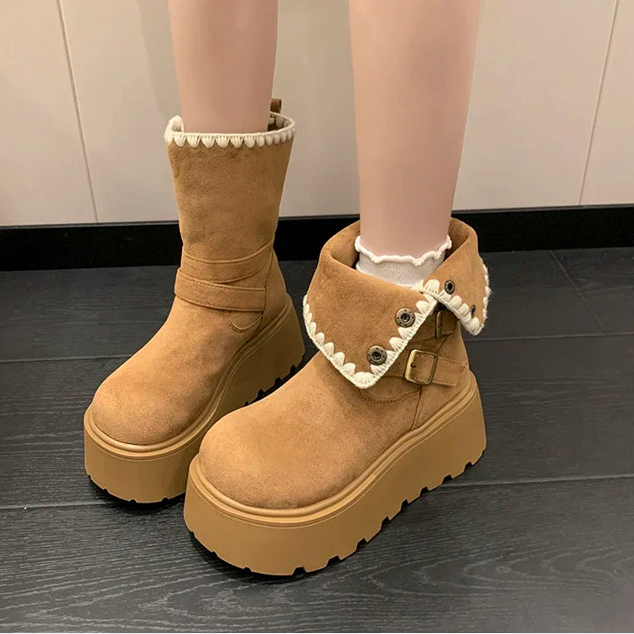 Irene™ | Botas con plataforma con hebilla elegante y forro cálido de peluche