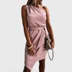 Maria João™ | Vestido De Un Hombro Con Cinturón