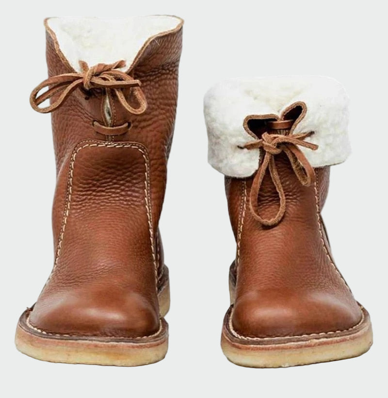 Botas de cuero impermeables con forro de lana