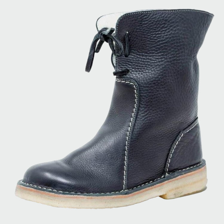 Botines de cuero impermeables con forro de lana