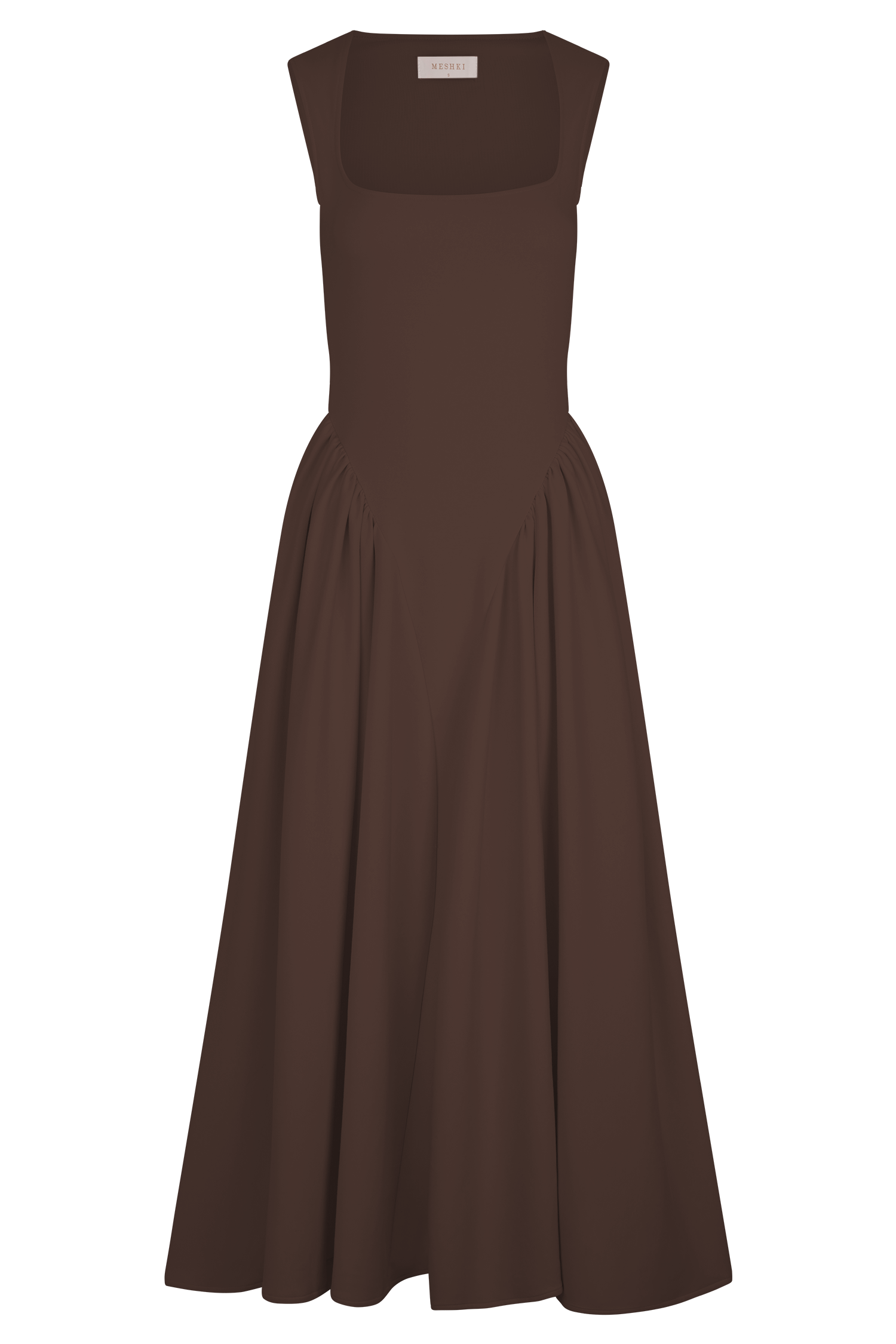 Sharon™ | Vestido midi de punto espagueti - Marrón cacao