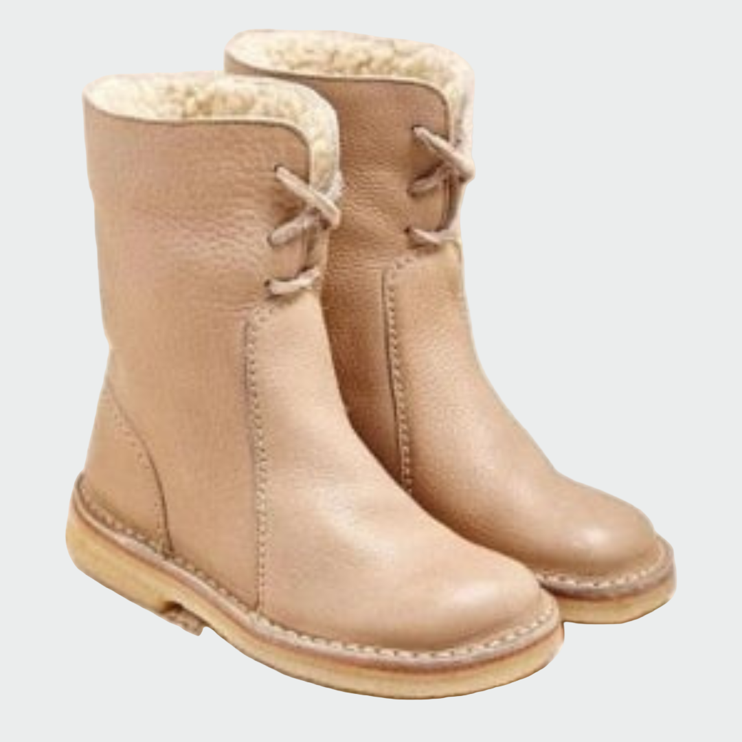 Botines de cuero impermeables con forro de lana