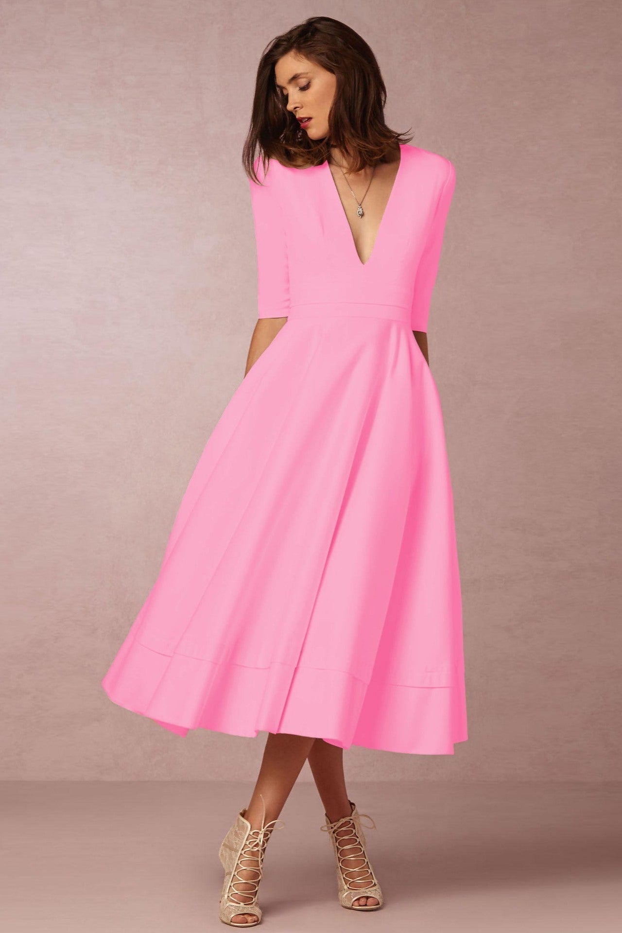 Laura™ | Vestido Midi Femenino Con Corte En A, Escote En V