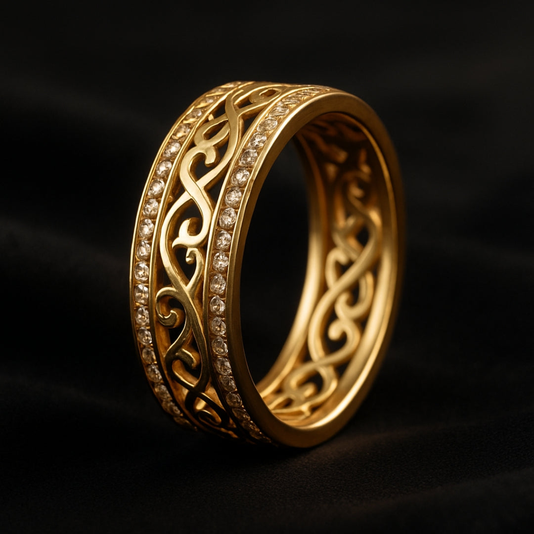 Anillo Dorado Elegante Hohloha Hellera - Lujo para Eventos