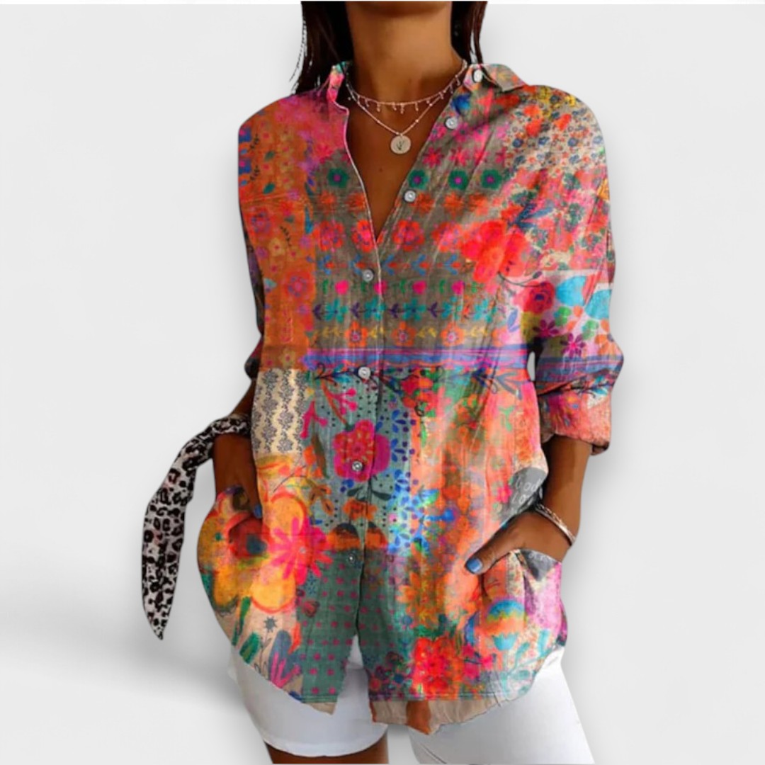 Rafaela™ | Camisa con Patrón Romántico y Abotonado Clásico