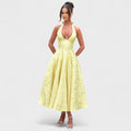 Halina™ | Vestido midi con corsé y volantes