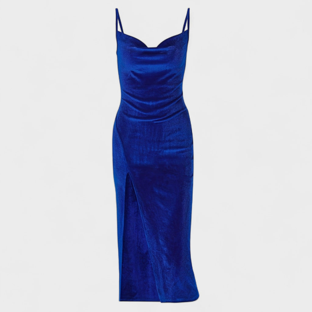 Gabriela™ | Vestido de terciopelo con abertura lateral