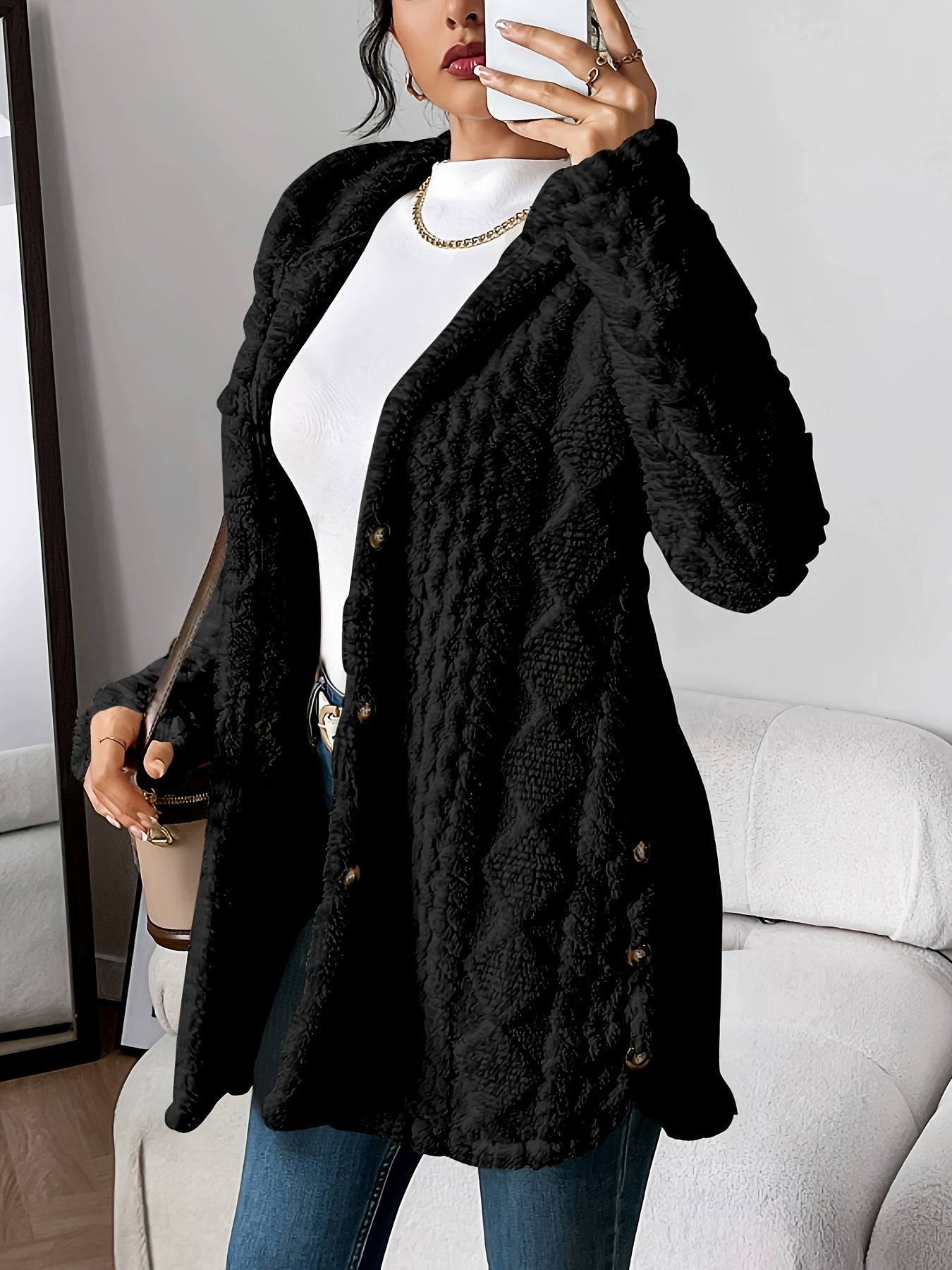 Sarahi™ | Abrigo con capucha de felpa