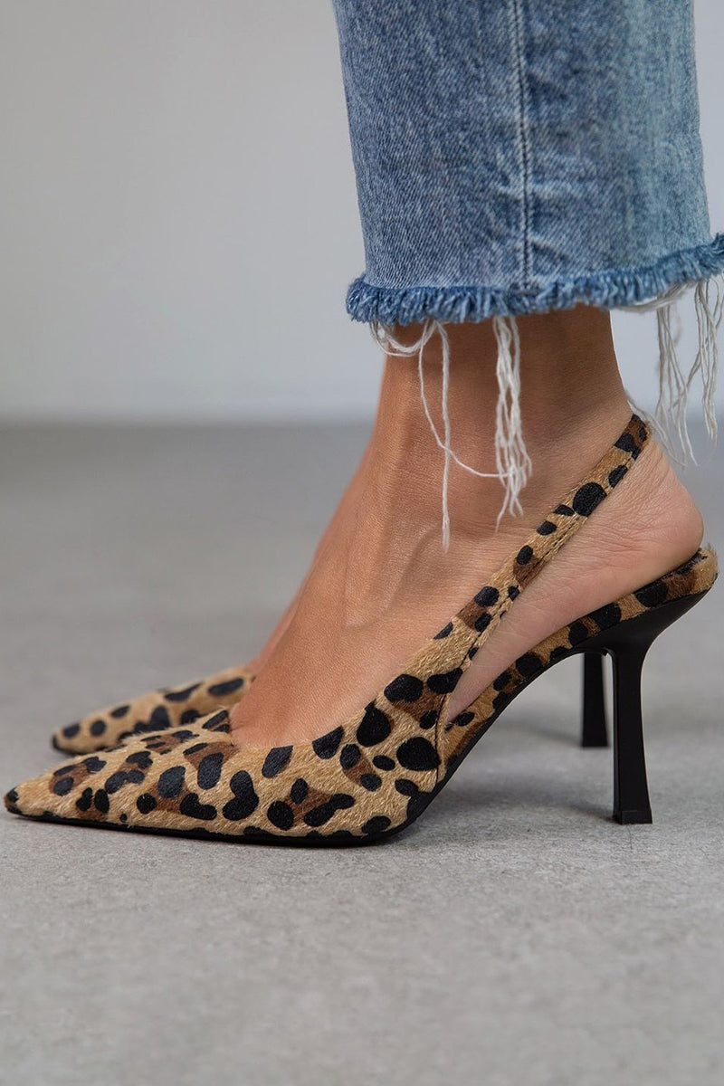 Liorina™ | Tacones kaki con estampado de leopardo y punta afilada