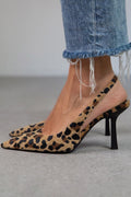 Liorina™ | Tacones kaki con estampado de leopardo y punta afilada