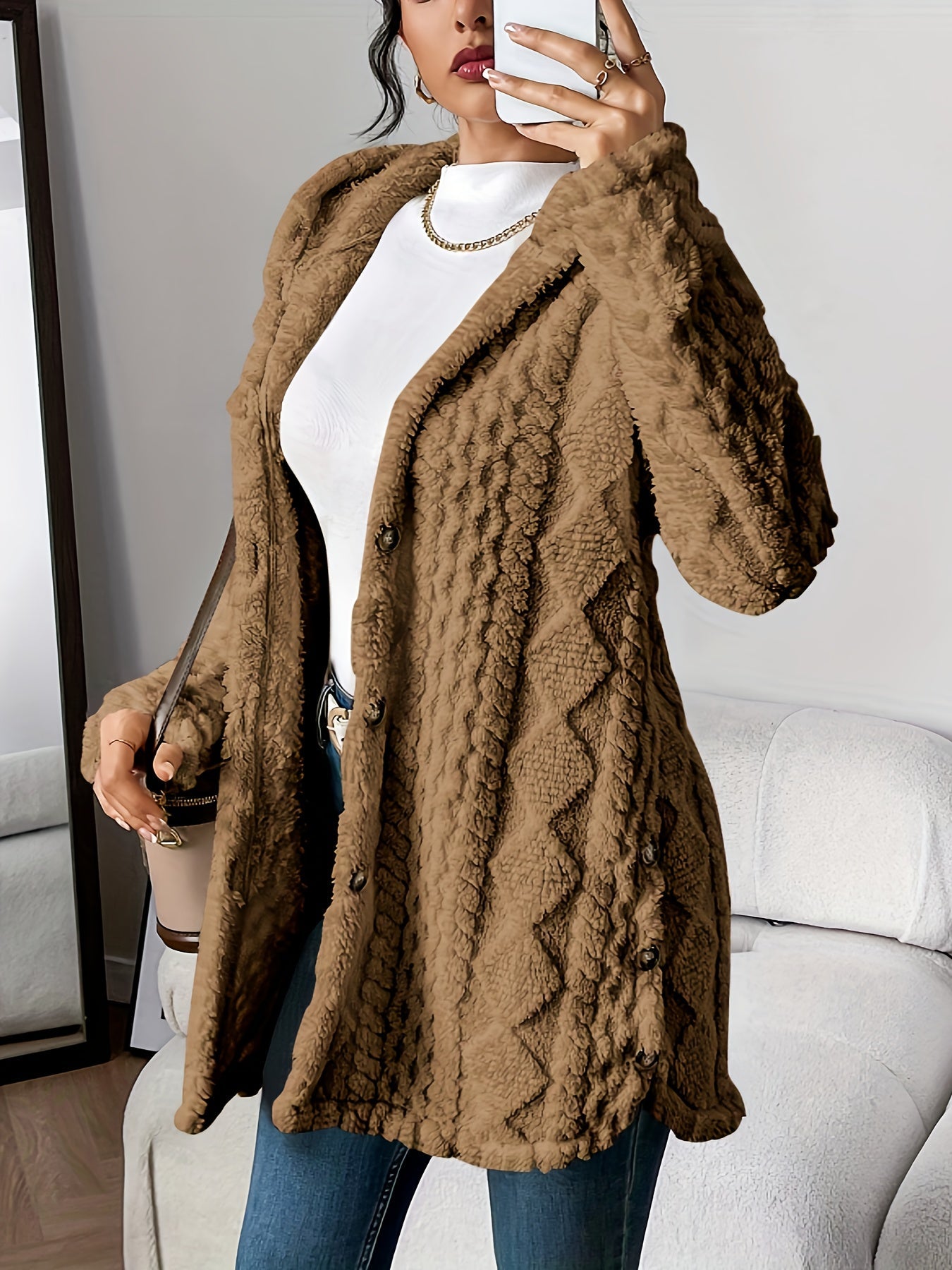 Sarahi™ | Abrigo con capucha de felpa