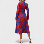 Vestido Bianca™ | Estilo Animal Print Azul y Rojo