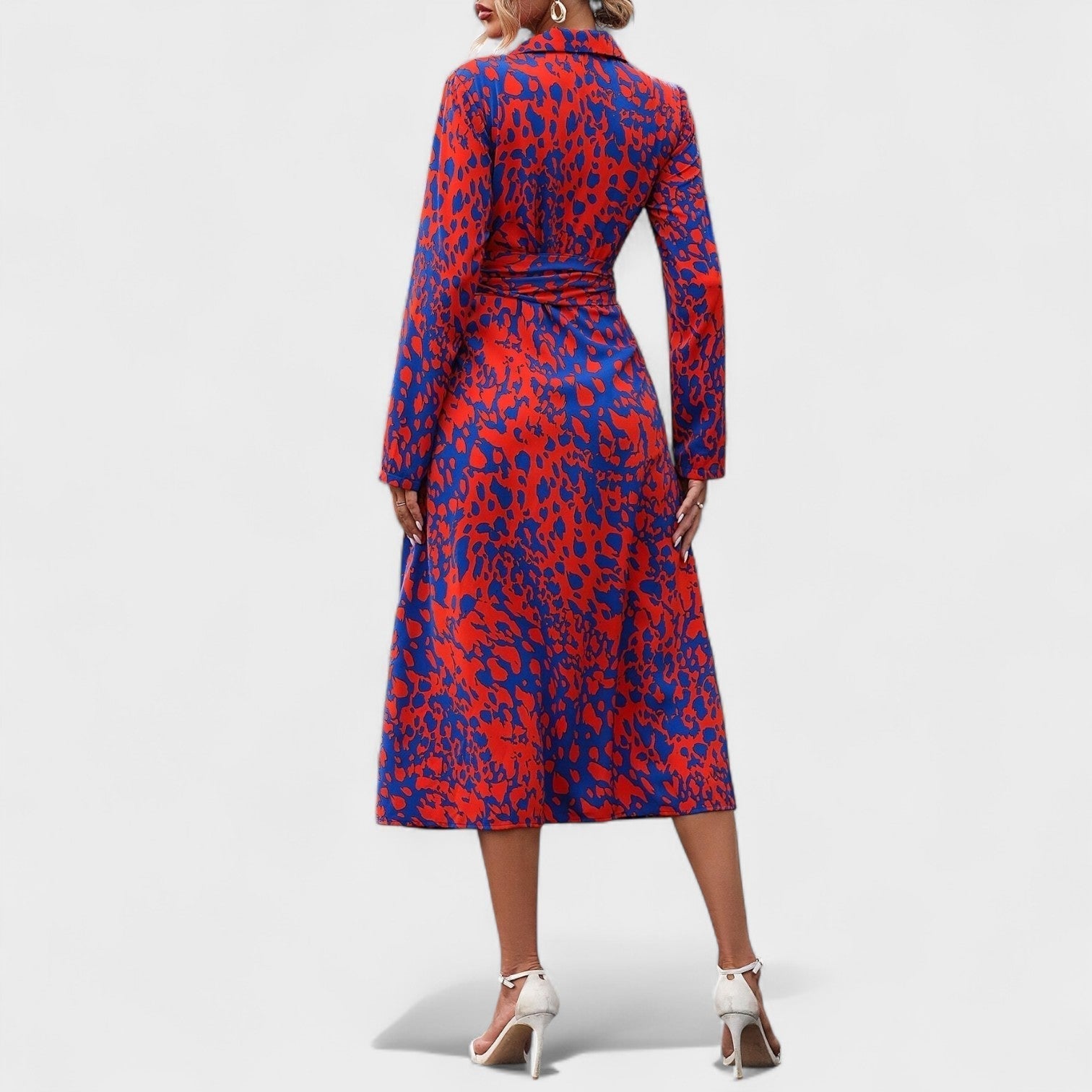 Vestido Bianca™ | Estilo Animal Print Azul y Rojo