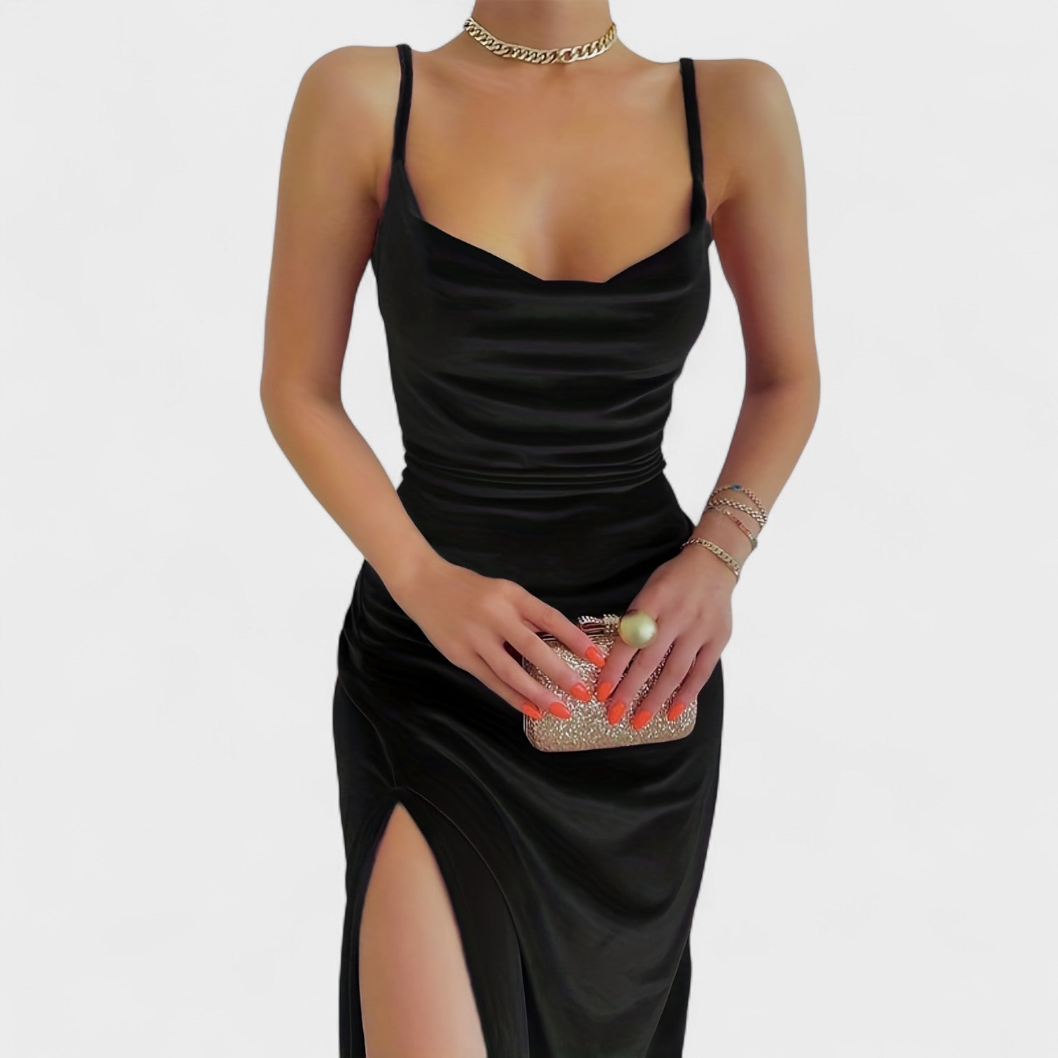 Gabriela™ | Vestido de terciopelo con abertura lateral