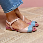 Roselina™ | Sandalias rosas asimétricas en estilo color-block