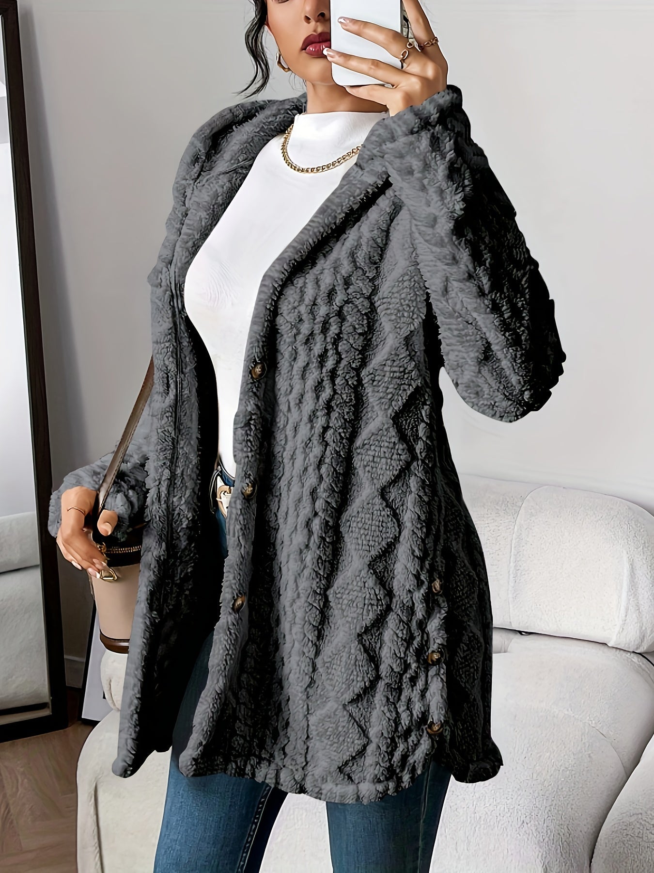 Sarahi™ | Abrigo con capucha de felpa