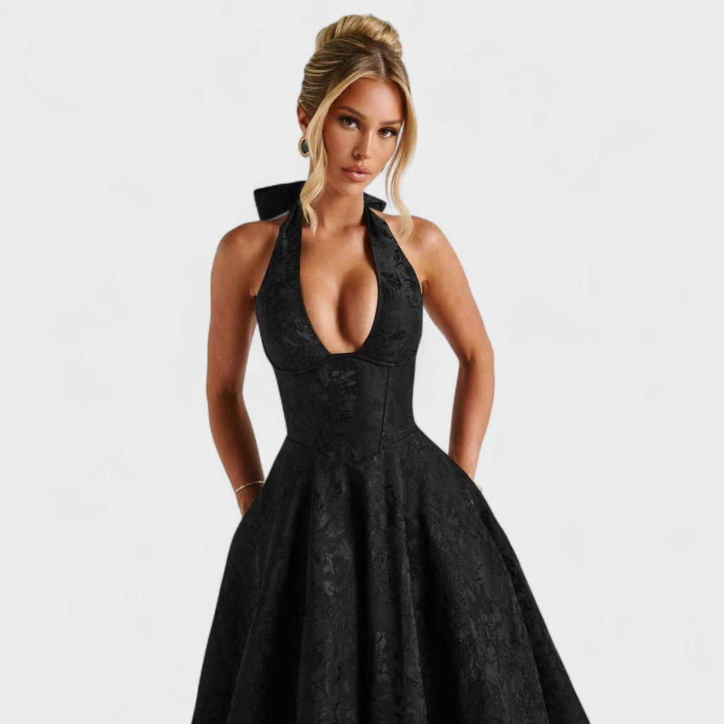 Effie™ | Vestido midi texturizado con escote en V