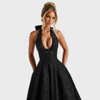 Effie™ | Vestido midi texturizado con escote en V