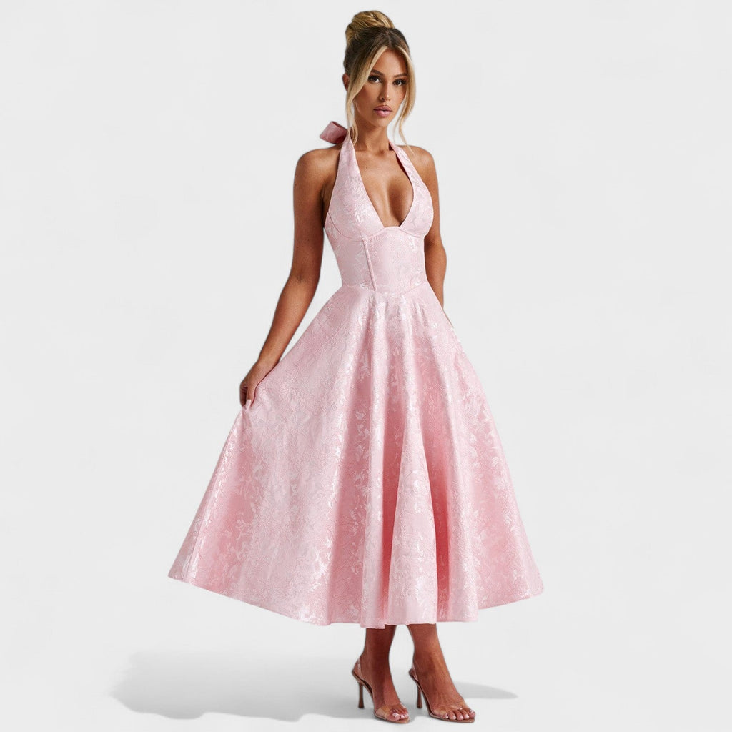 Effie™ | Vestido midi texturizado con escote en V