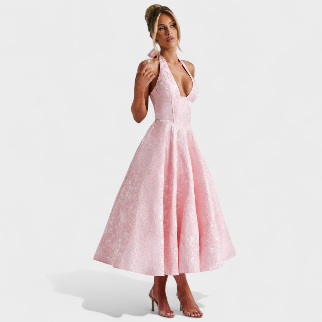Effie™ | Vestido midi texturizado con escote en V