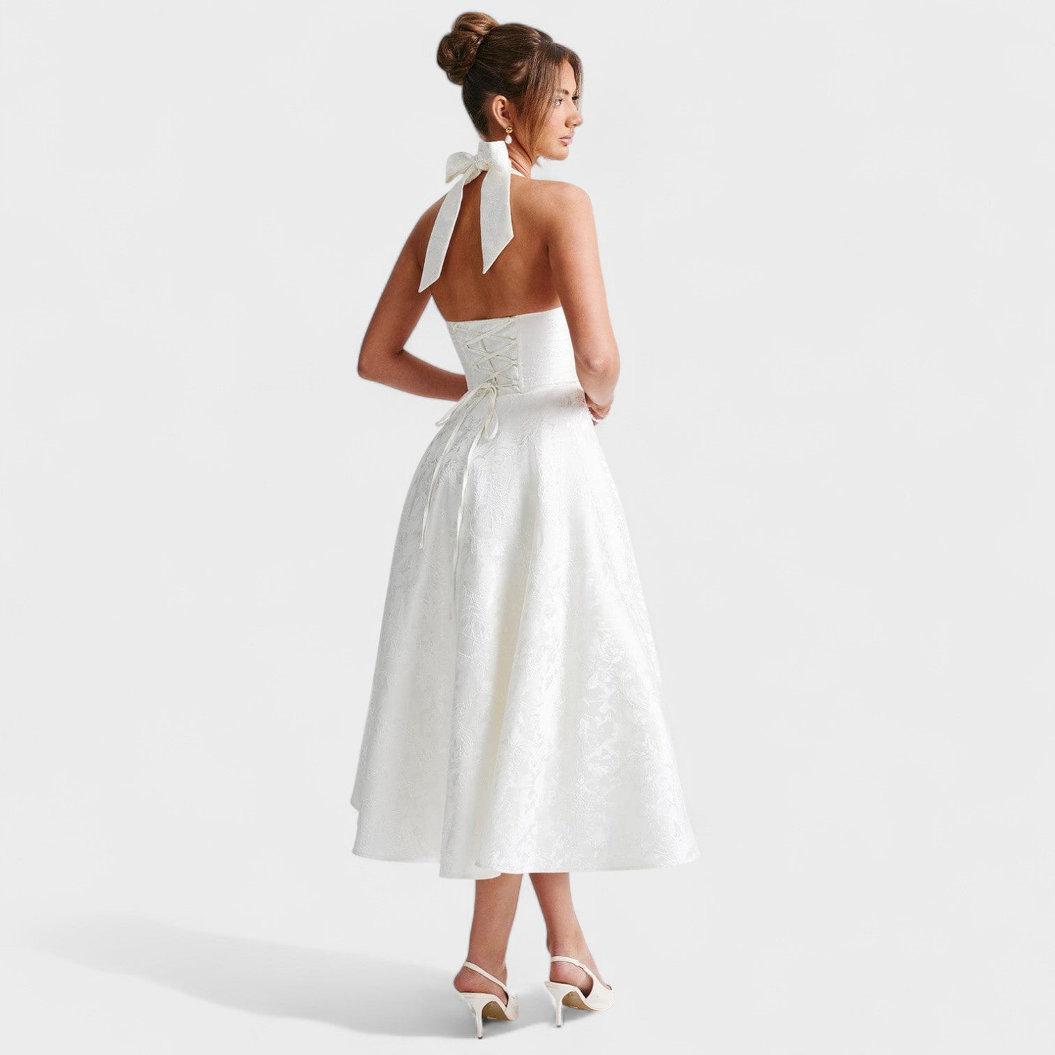 Effie™ | Vestido midi texturizado con escote en V