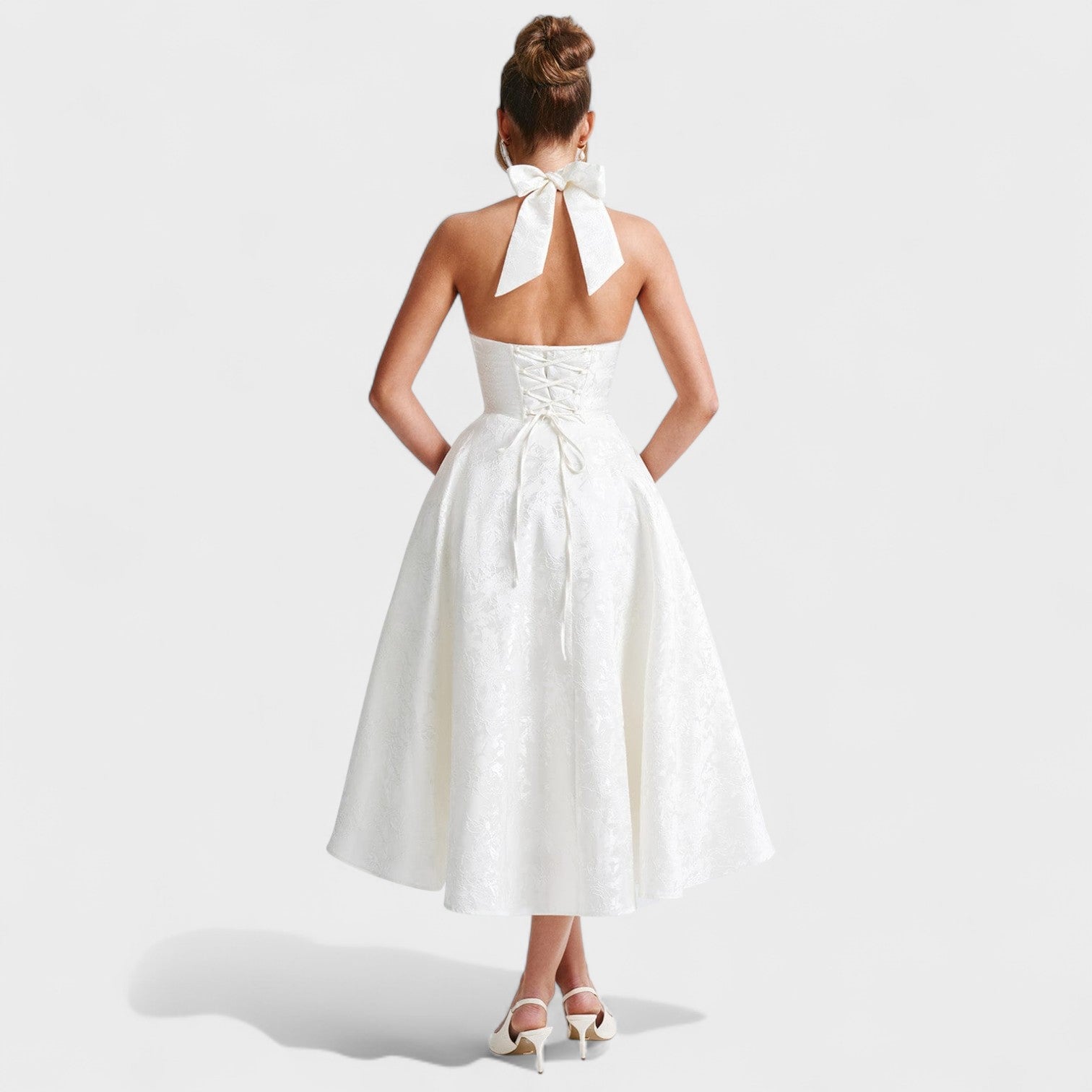 Effie™ | Vestido midi texturizado con escote en V