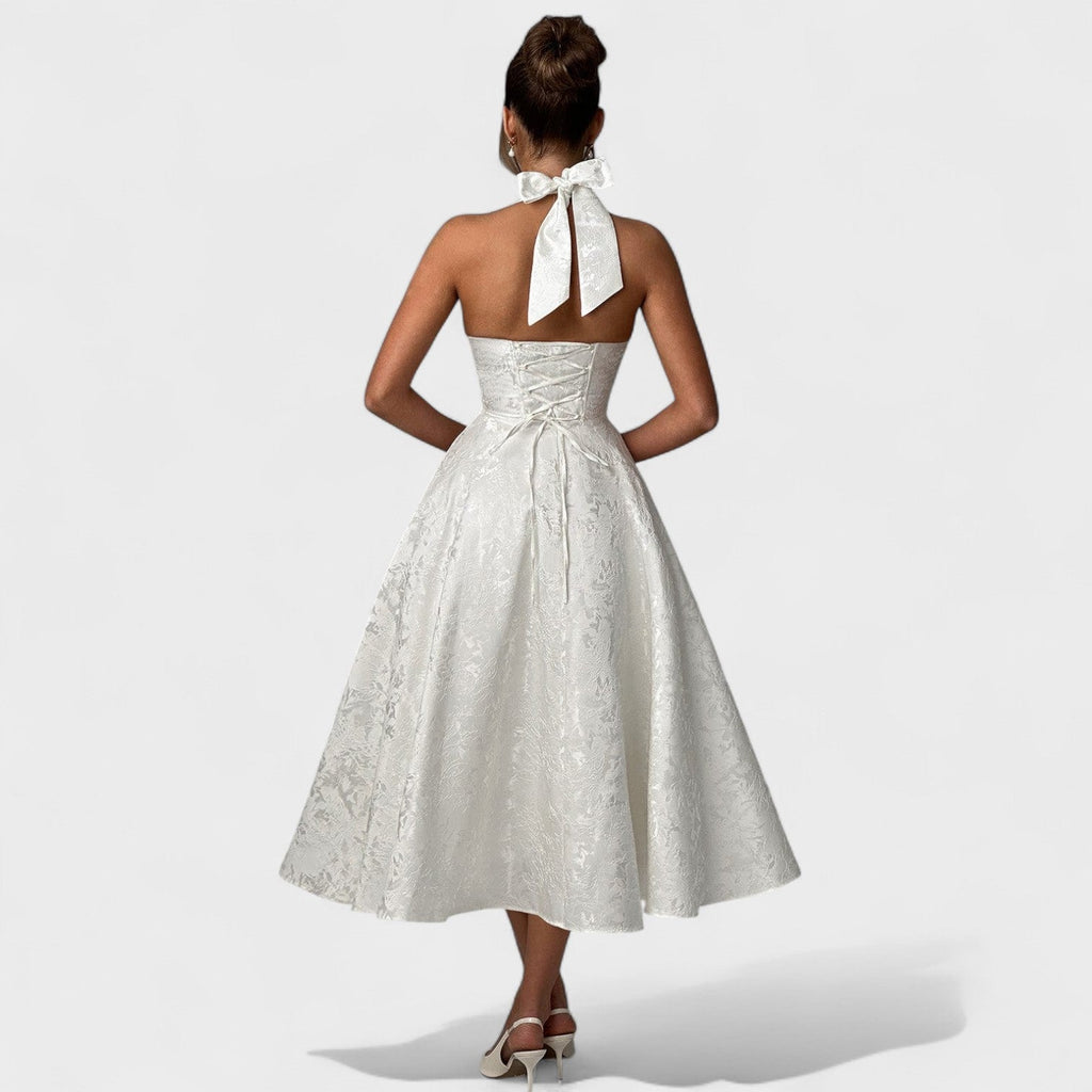 Effie™ | Vestido midi texturizado con escote en V
