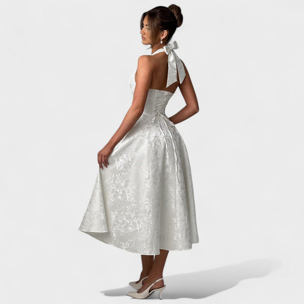 Effie™ | Vestido midi texturizado con escote en V