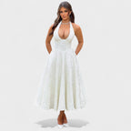 Effie™ | Vestido midi texturizado con escote en V