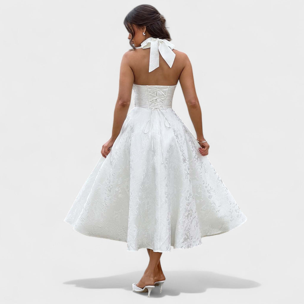 Effie™ | Vestido midi texturizado con escote en V