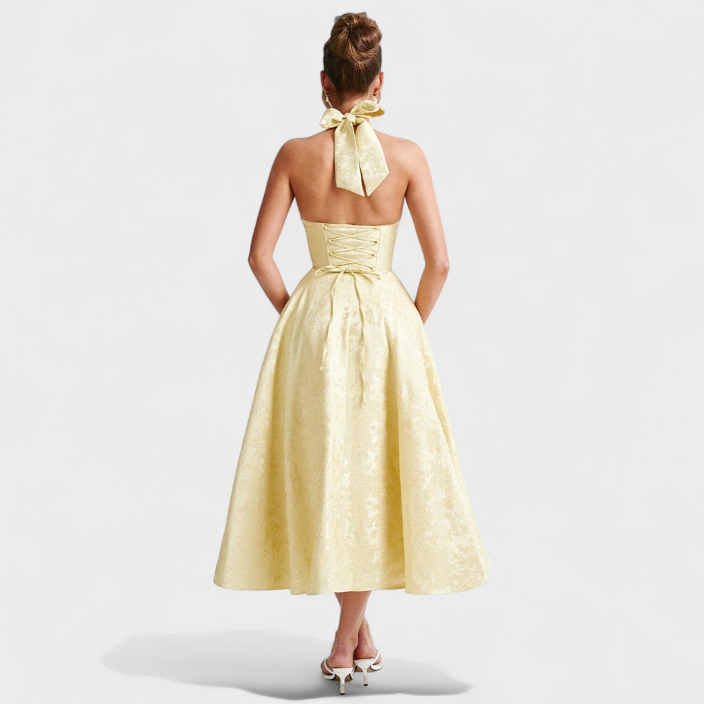 Effie™ | Vestido midi texturizado con escote en V
