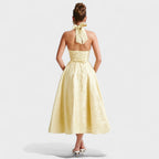 Effie™ | Vestido midi texturizado con escote en V