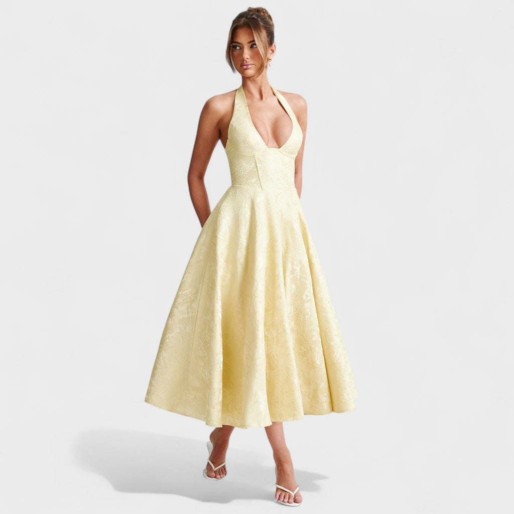 Effie™ | Vestido midi texturizado con escote en V
