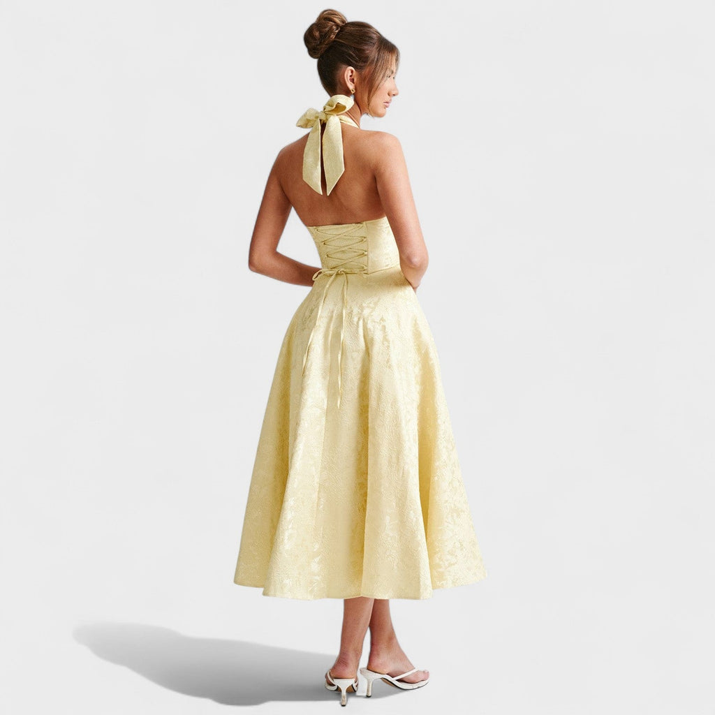 Effie™ | Vestido midi texturizado con escote en V