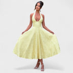 Effie™ | Vestido midi texturizado con escote en V