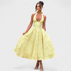 Effie™ | Vestido midi texturizado con escote en V