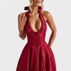 Effie™ | Vestido midi texturizado con escote en V
