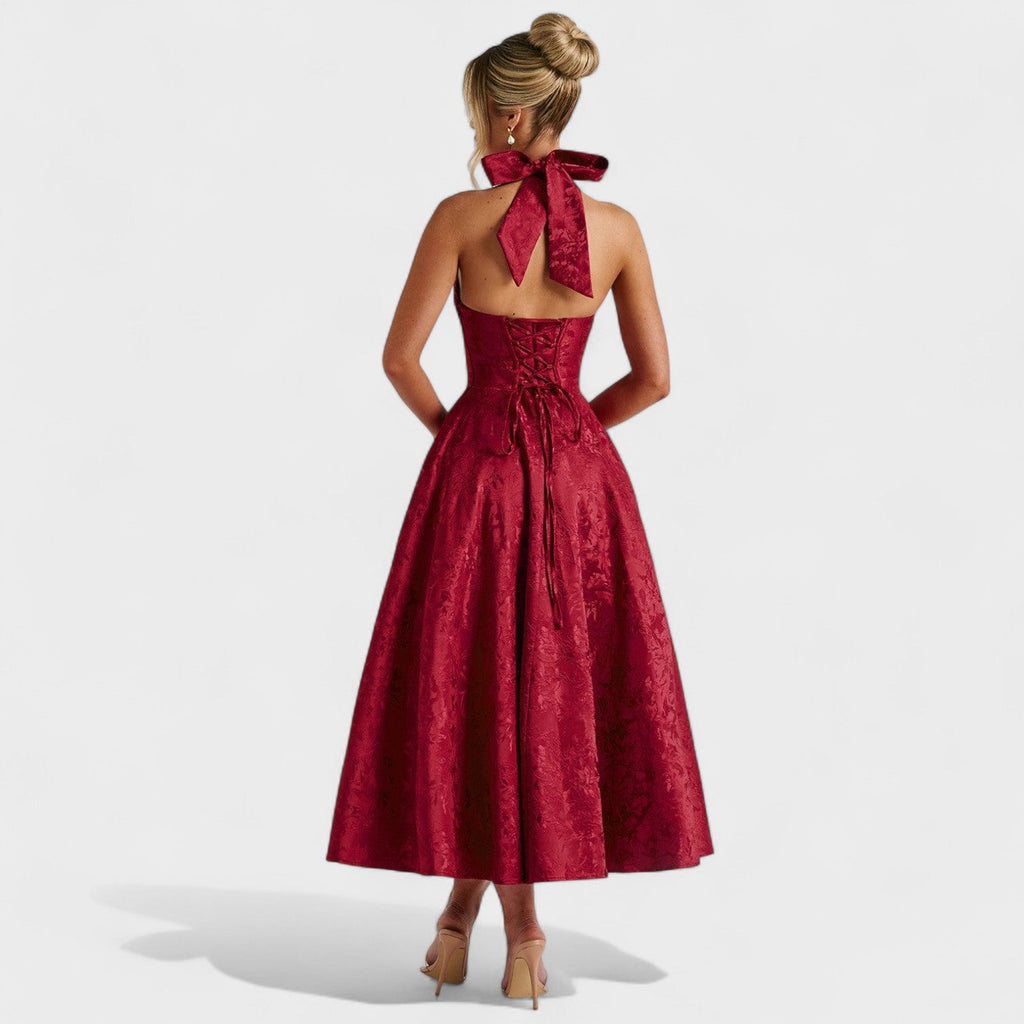 Effie™ | Vestido midi texturizado con escote en V