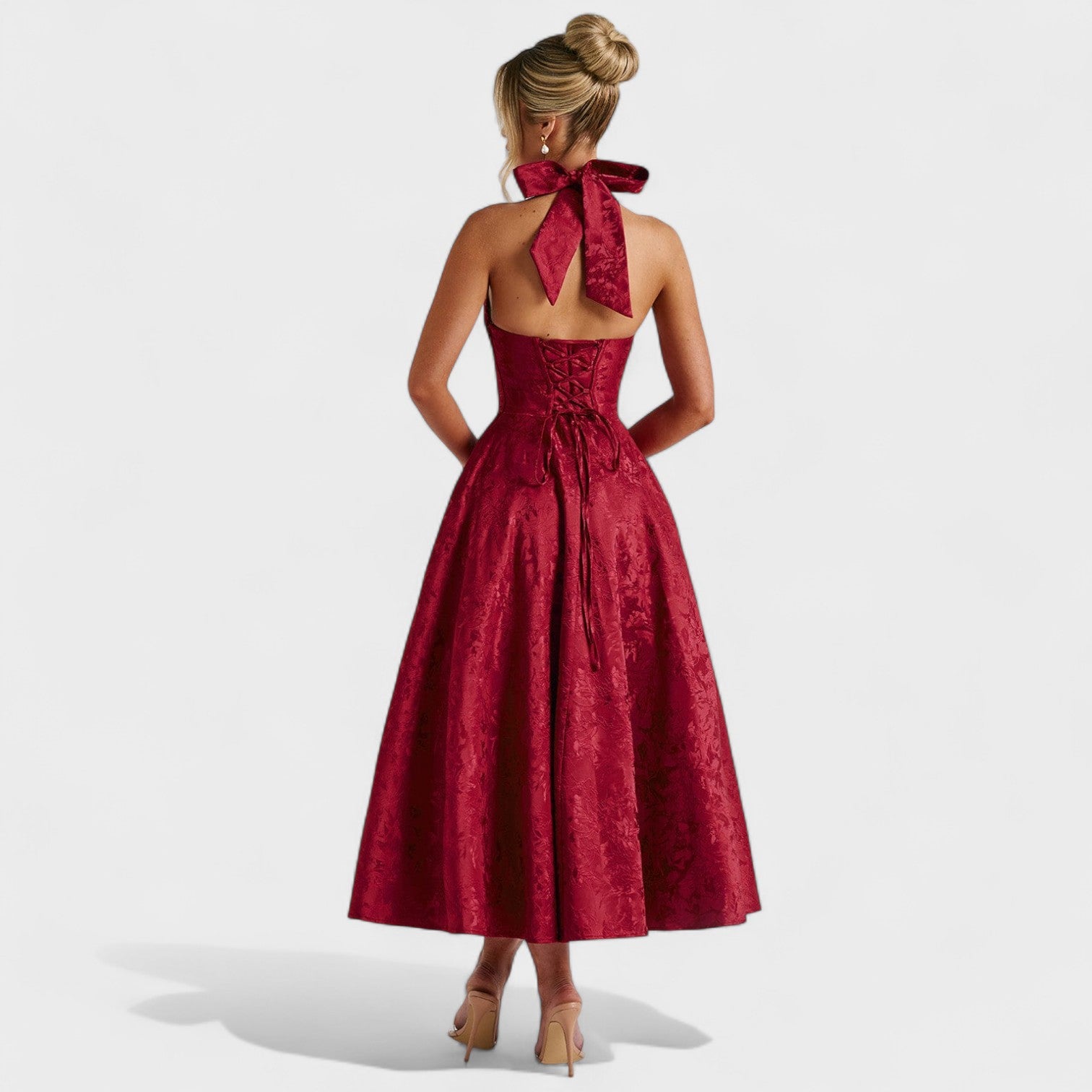 Effie™ | Vestido midi texturizado con escote en V