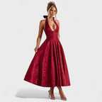 Effie™ | Vestido midi texturizado con escote en V