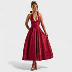 Effie™ | Vestido midi texturizado con escote en V