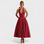 Effie™ | Vestido midi texturizado con escote en V