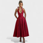 Effie™ | Vestido midi texturizado con escote en V