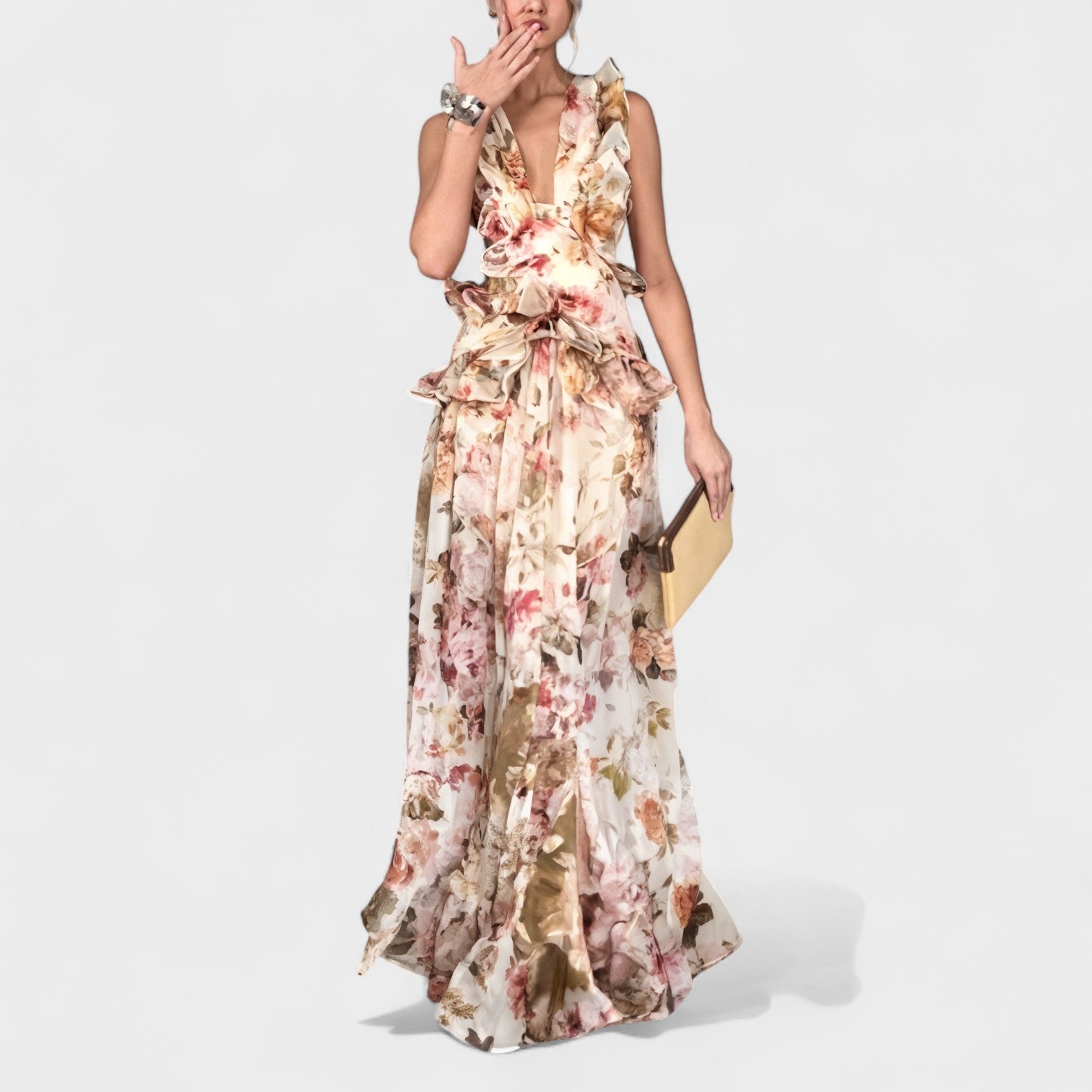 Isabela™ | Vestido largo con volantes florales