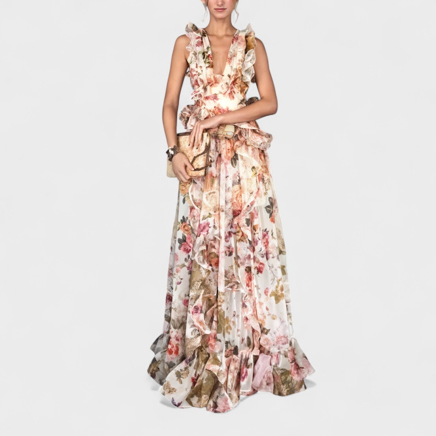 Isabela™ | Vestido largo con volantes florales